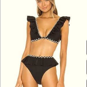 Tularosa ruffle bikini top and high waisted bottom from Revolve